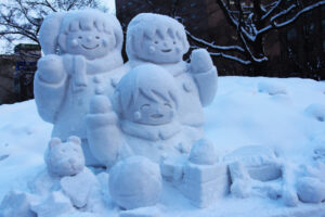 Snow carving at the Sapporo Snow Festival in Japan